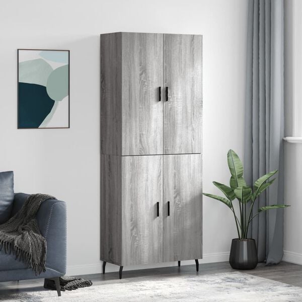 vidaXL Highboard gr&aring; sonoma 69,5x34x180 cm konstruert tre