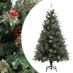 vidaXL Juletre med kongler gr&oslash;nn 150 cm PVC og PE