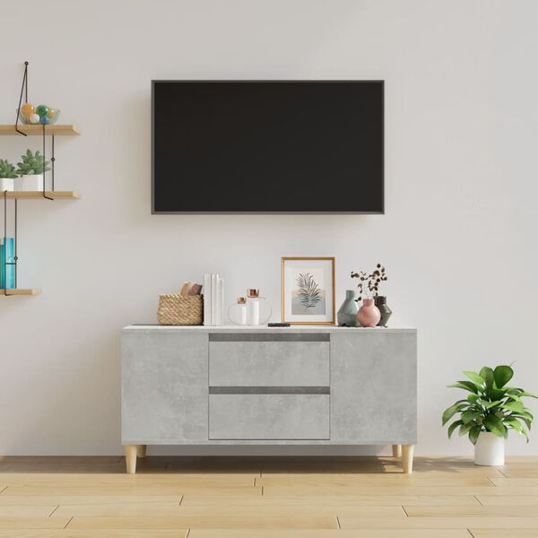 vidaXL TV-benk betonggr&aring; 102x44,5x50 cm konstruert tre