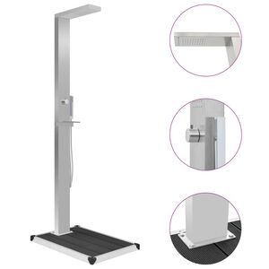 vidaXL Utend&oslash;rs dusj med brett WPC rustfritt st&aring;l