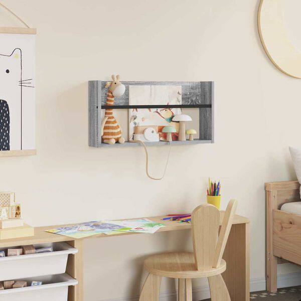 vidaXL Magasinreol med hylle Gr&aring; Sonoma 60 x 12 x 30 cm Konstruert tre