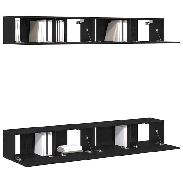 vidaXL TV-benksett 4 pcs Svart Eik 100 x 30 x 30 cm Konstruert tre