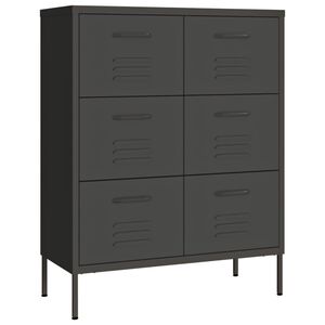 vidaXL Kommode antrasitt 80x35x101,5 cm st&aring;l