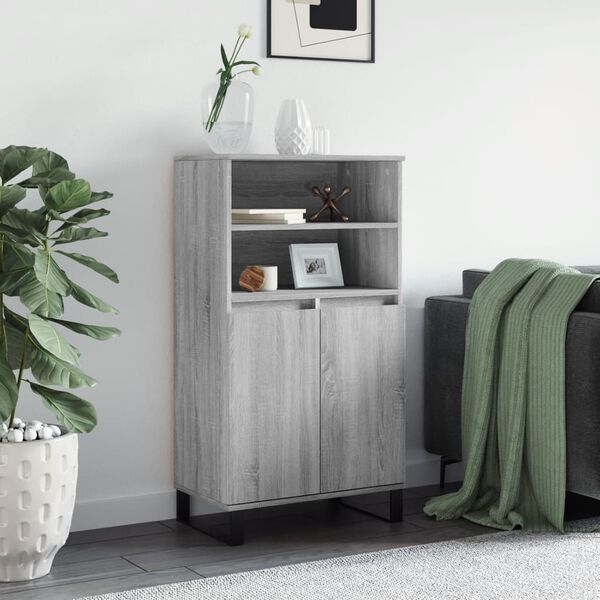 vidaXL Highboard gr&aring; sonoma 60x36x110 cm konstruert tre