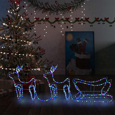 vidaXL Reinsdyr og slede julepynt utendørs 576 lysdioder