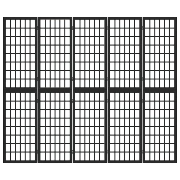 vidaXL Sammenleggbar romdeler 5 paneler japansk stil 200x170 cm svart