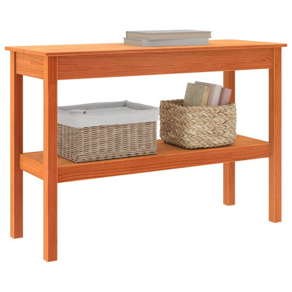 vidaXL Konsollbord med hylle Voksbrun 110 x 40 x 75 cm Heltre furu