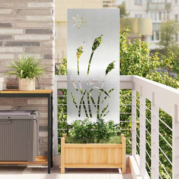 vidaXL Hageprivat skjerm Fretwork s&oslash;lv 50 x 140 cm Rustfritt st&aring;l