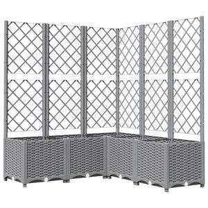 vidaXL Plantekasse med espalier lysegr&aring; 120x120x136 cm PP