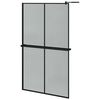 vidaXL Dusjvegg med hylle svart 118x190 cm ESG-glass og aluminium