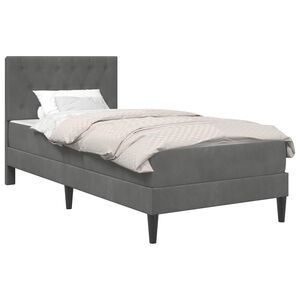 vidaXL Sengeramme med madrass M&oslash;rkegr&aring; 90 x 190 cm Fl&oslash;yel