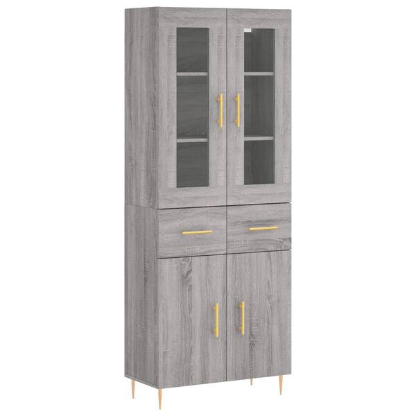 vidaXL Highboard gr&aring; sonoma 69,5x34x180 cm konstruert tre