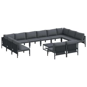 vidaXL Hagesofa Set 13 stk. Svart St&aring;l