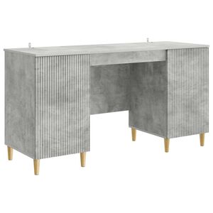 vidaXL Skrivebord med d&oslash;r Betonggr&aring; 142,5 x 50 x 75 cm Konstruert tre