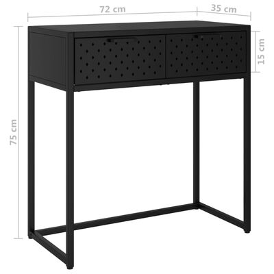 vidaXL Konsollbord svart 72x35x75 cm stål