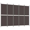 vidaXL Romdeler med 5 paneler brun 250x180 cm stoff