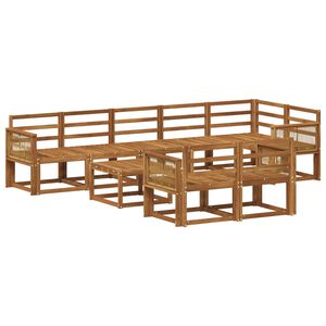 vidaXL Utend&oslash;rs sofa-sett 9 pcs Naturlig Solid akasietre