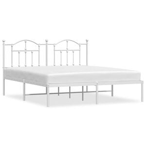 vidaXL Sengeramme i metall med sengegavl hvit 160x200 cm