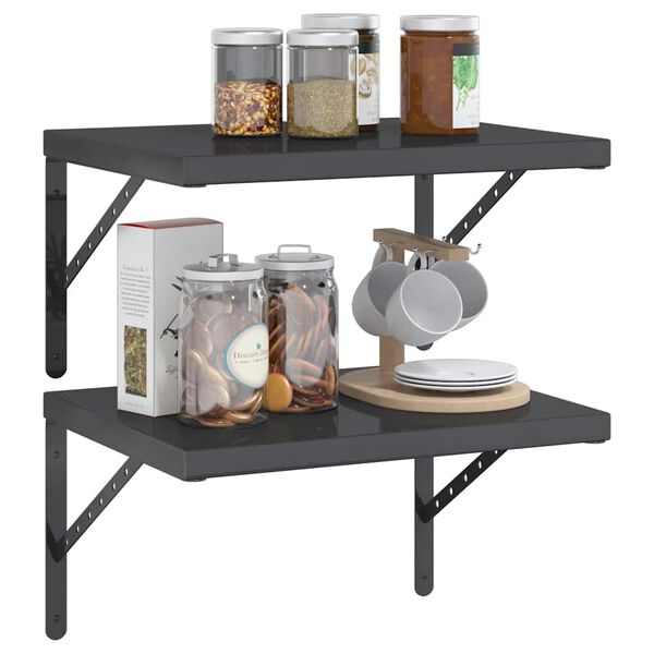 vidaXL Vegghyller 2 stk 50x40x3 cm svart rustfritt stål