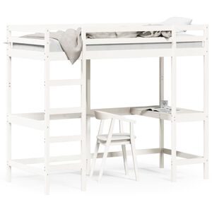 vidaXL K&oslash;yeseng med skrivebord hvit 90x200 cm heltre furu