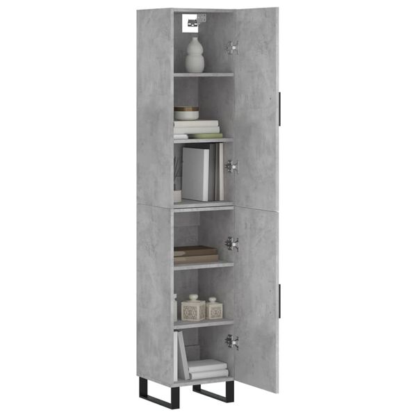 vidaXL Highboard betonggr&aring; 34,5x34x180 cm konstruert tre