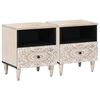 vidaXL Sengekabinett 2 stk. Hvit 40 x 33 x 46 cm Massiv mango tre