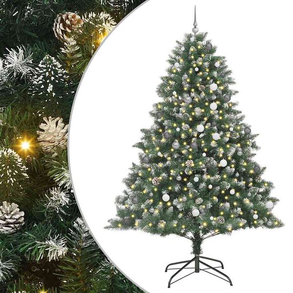 vidaXL Kunstig juletre med 300 LED gr&oslash;nn 240 cm PVC og plast og st&aring;l