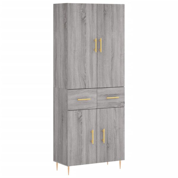 vidaXL Highboard gr&aring; sonoma 69,5x34x180 cm konstruert tre