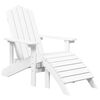 vidaXL Adirondack hagestol med fotskammel HDPE hvit