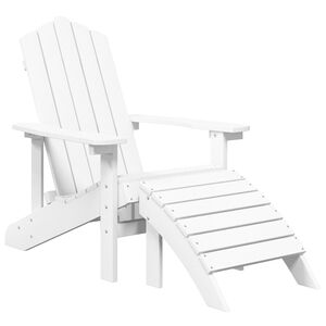 vidaXL Adirondack hagestol med fotskammel HDPE hvit