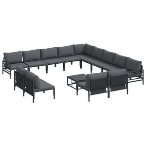 vidaXL Hagesofa Set med pute 14 pcs Svart St&aring;l