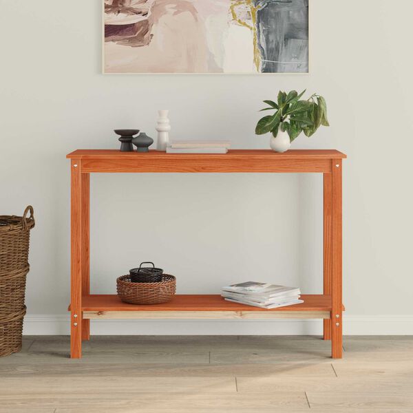 vidaXL Konsollbord med hylle VoksBrun 110 x 40 x 80 cm Massiv furu