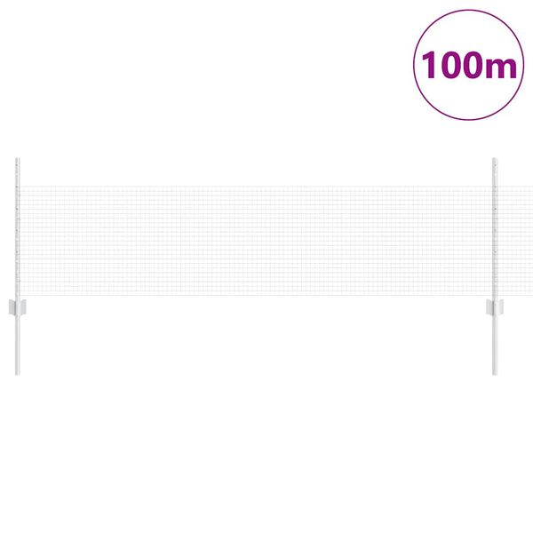 vidaXL Gjerde med stolpe s&oslash;lv 0,5 x 100 m St&aring;l