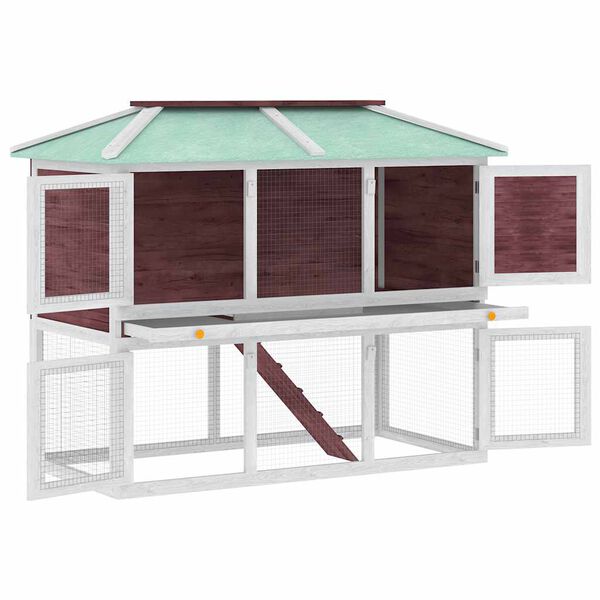 vidaXL Dyr- og kaninbur med 2 etasjer brun tre