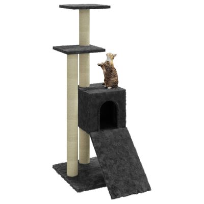vidaXL Kattetre med klorestolper i sisal mørkegrå 92 cm