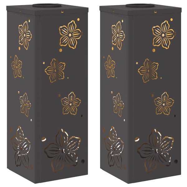 vidaXL Solenergi LED stibelys 2 pcs Svart Kaldvalset st&aring;l