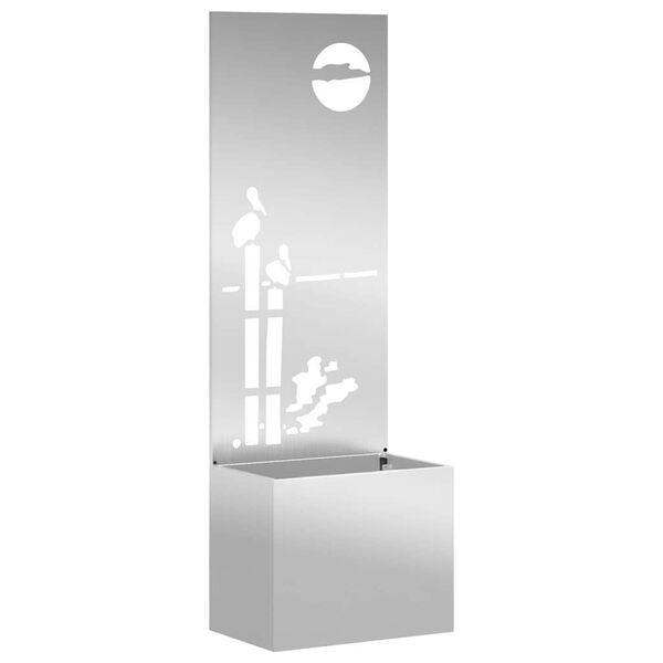 vidaXL Hageprivat skjerm Fretwork s&oslash;lv 50 x 140 cm Galvanisert st&aring;l