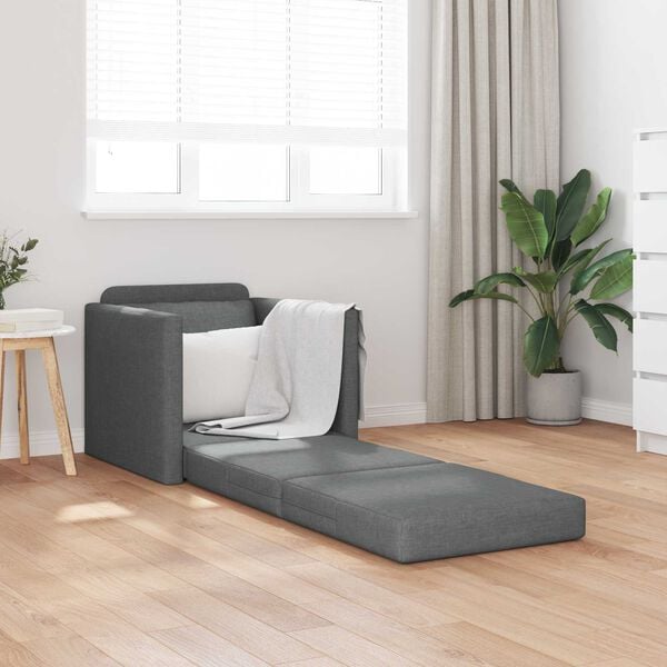 vidaXL Sammenleggbar Sofa seng 61cm M&oslash;rkegr&aring; stoff