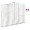 vidaXL Gabionkurver buede 9 stk 300x30x220/240 cm galvanisert jern