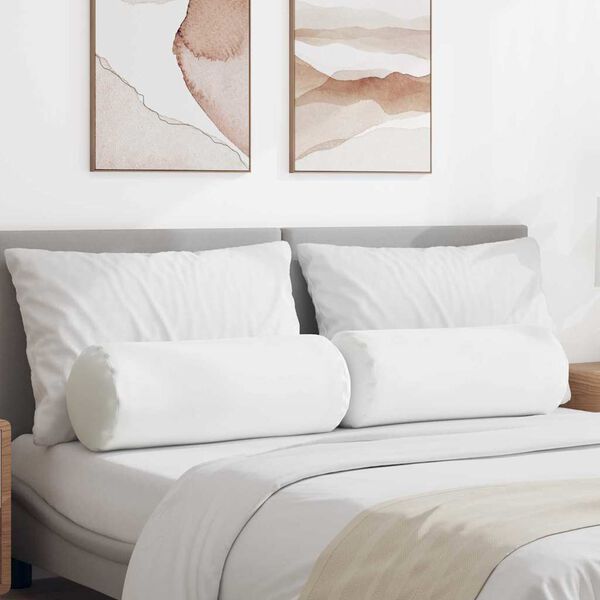 vidaXL Bolster puter 2 pcs Hvit Ø 25 x 70 cm stoff