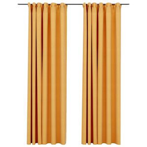 vidaXL Lystette gardiner med kroker og lin-design 2 stk gul 140x245 cm