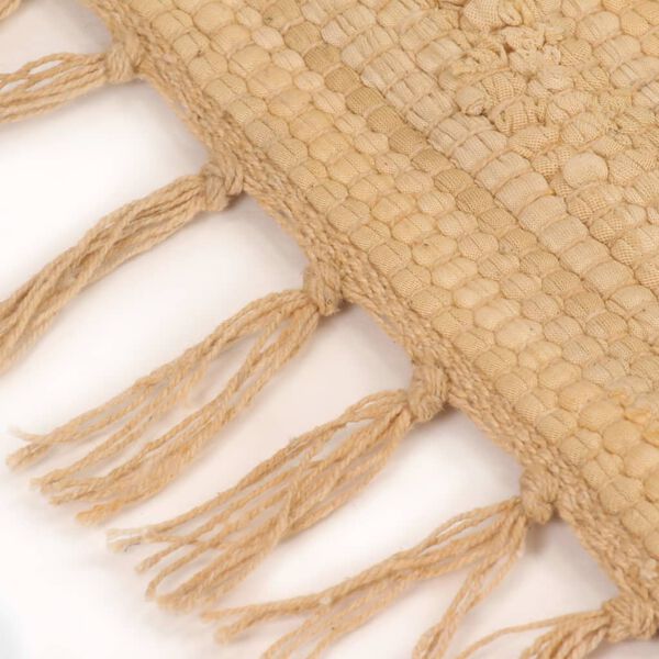 vidaXL H&aring;ndvevet Chindi teppe bomull 200x290 cm beige