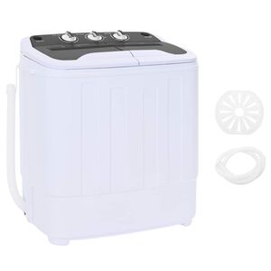 vidaXL Mini vaskemaskin med tvillingtub 3,6 kg Svart og Hvit