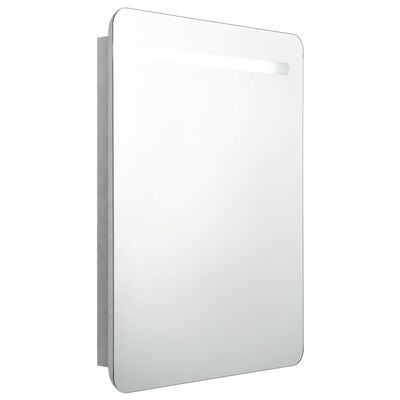 vidaXL LED-speilskap til bad betonggrå 60x11x80 cm