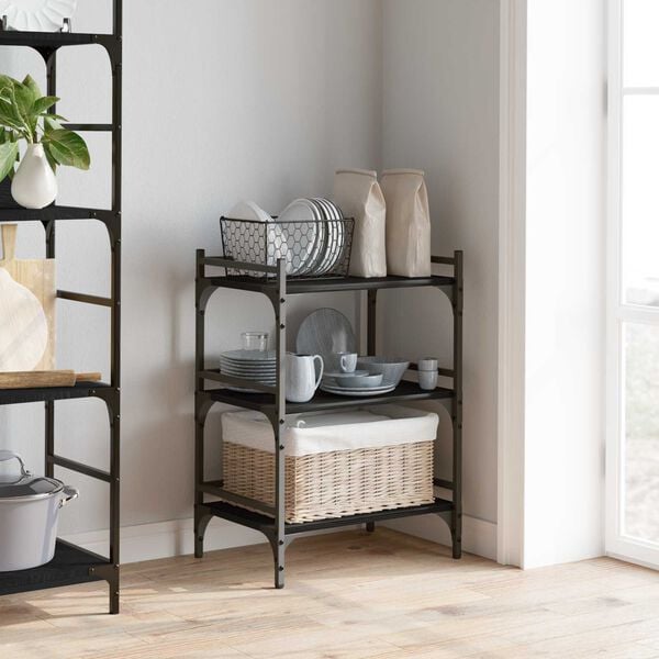 vidaXL Kj&oslash;kkenvogn Svart Eik 50 x 35 x 75.5 cm Konstruert tre