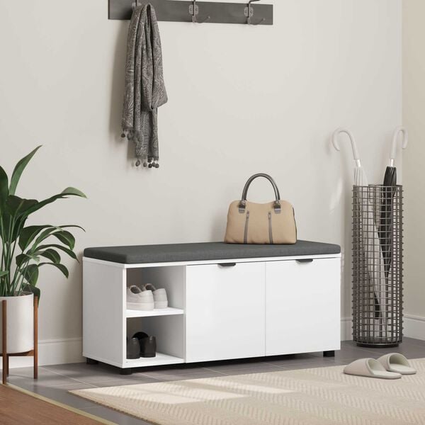 vidaXL Gangbenk med pute Ensfarget Hvit 100 x 38 x 46 cm