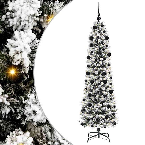 vidaXL Kunstig juletre med 300 LED Hvit 210 cm PVC og Metall og Plast