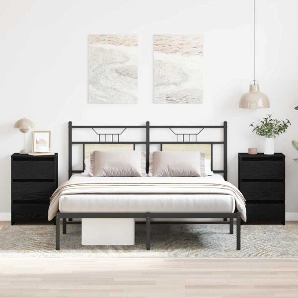 vidaXL Nattbordskap 2 pcs Svart Eik 40 x 35 x 62,5 cm Konstruert tre