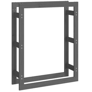 vidaXL Vedstativ gr&aring; 80x25x100 cm heltre furu