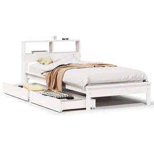 vidaXL Seng med bokhylle uten madrass hvit 90x200 cm heltre furu